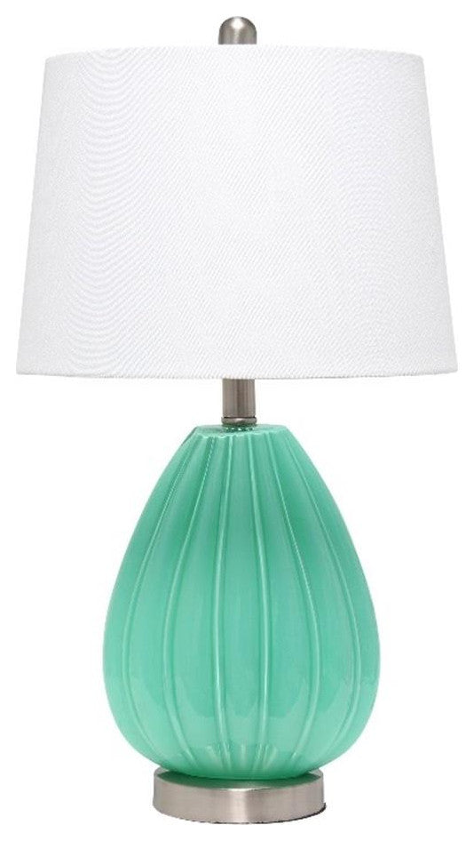 Elegant Designs Creased Table Lamp with Fabric Shade, Seafoam