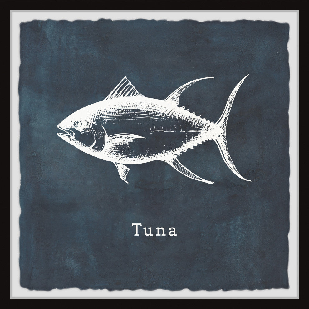 "Tuna in Blue" Framed Painting Print, 18x18