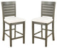 Walden 24" Cane Back Counter Stool With Antique Gray Base and Linen Fabric Seat