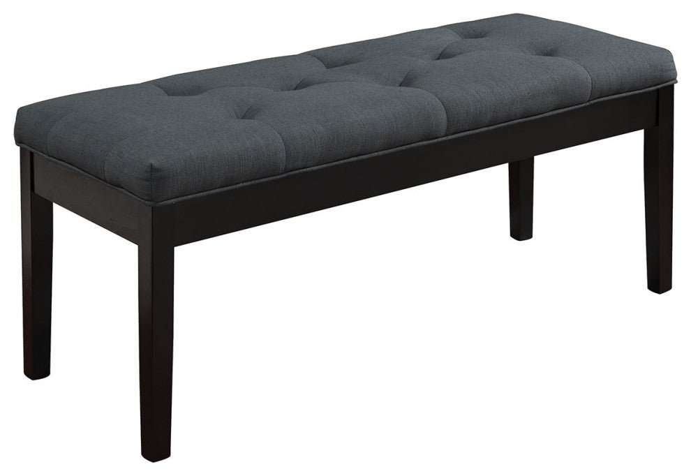 49" X 19" X 20" Gray Linen And Walnut Bench