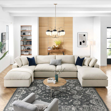 Commix Down Filled Overstuffed 6-Piece Sectional Sofa, Light Beige