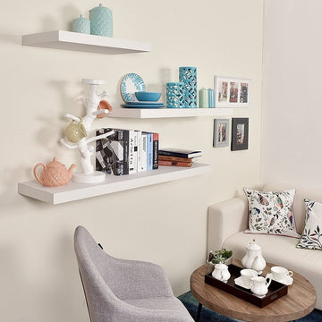 11.81" Depth Grande Floating Wall Shelves, White, 35.43"