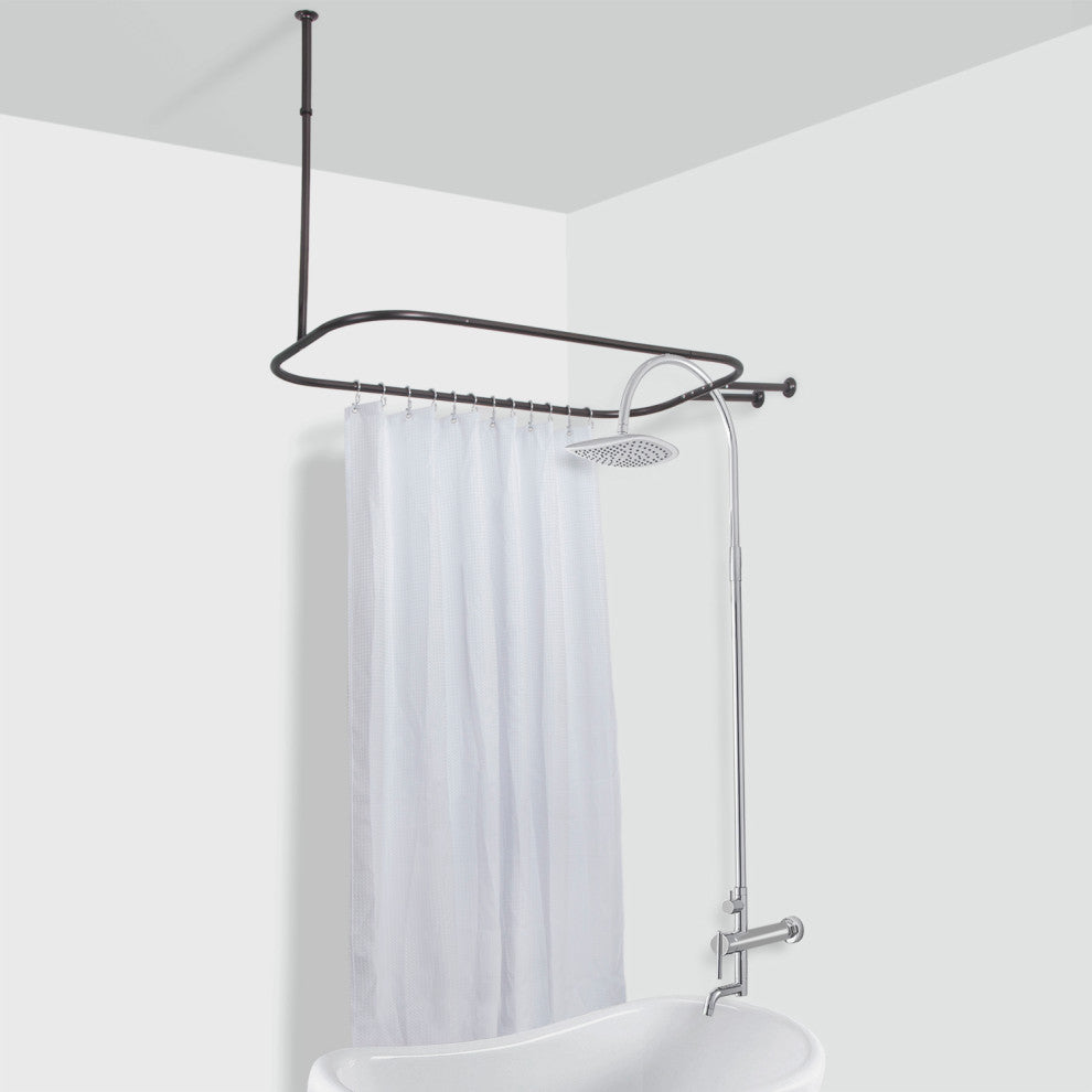 Utopia Alley Rustproof Aluminum Hoop Shower Rod With Ceiling Support for Clawfoo