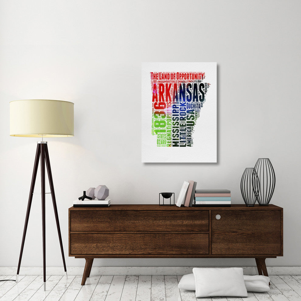 "Arkansas Watercolor Word Cloud" Fine Art Print