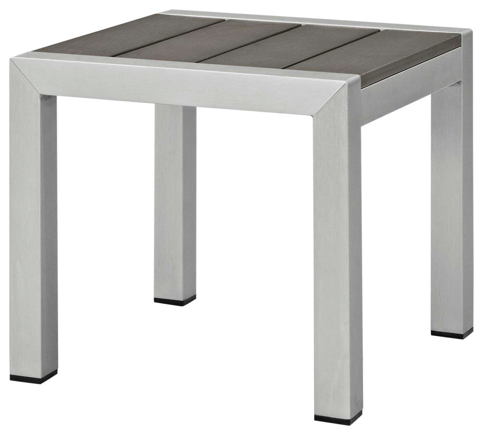 Lounge Chair Chaise Table Set, Aluminum, Metal, White, Modern, Outdoor Patio