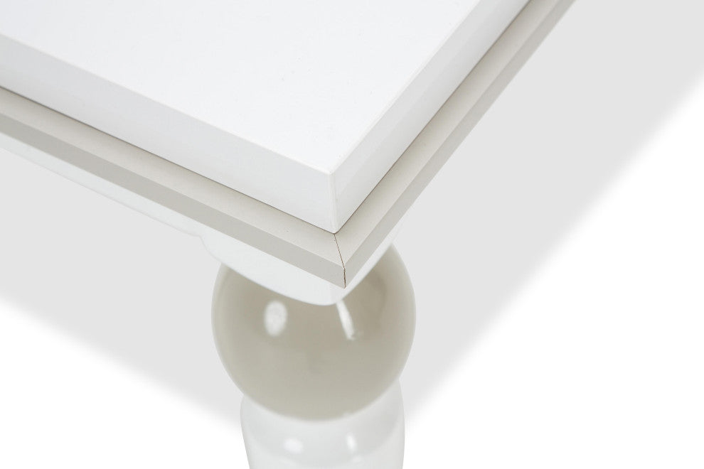 AICO Michael Amini Sky Tower End Table, White Cloud