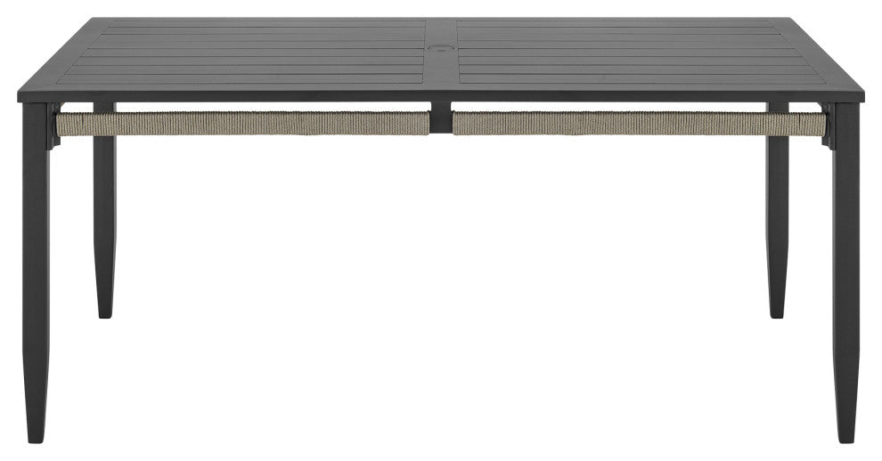 Zella Outdoor Patio 5-Piece Dining Set, Aluminum Light Gray Rope/Cushions