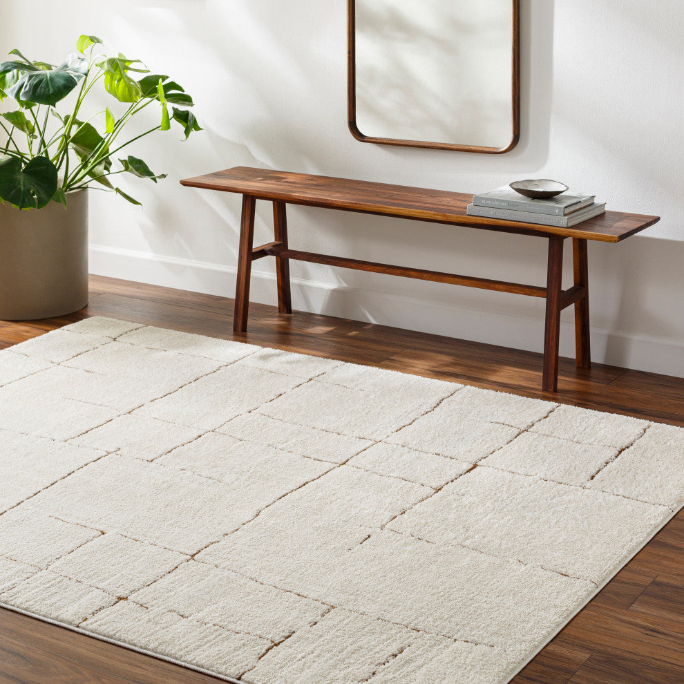 Surya Freud FEU-2310 Machine Woven Area Rug, Ivory, 2'7" x 7'3"
