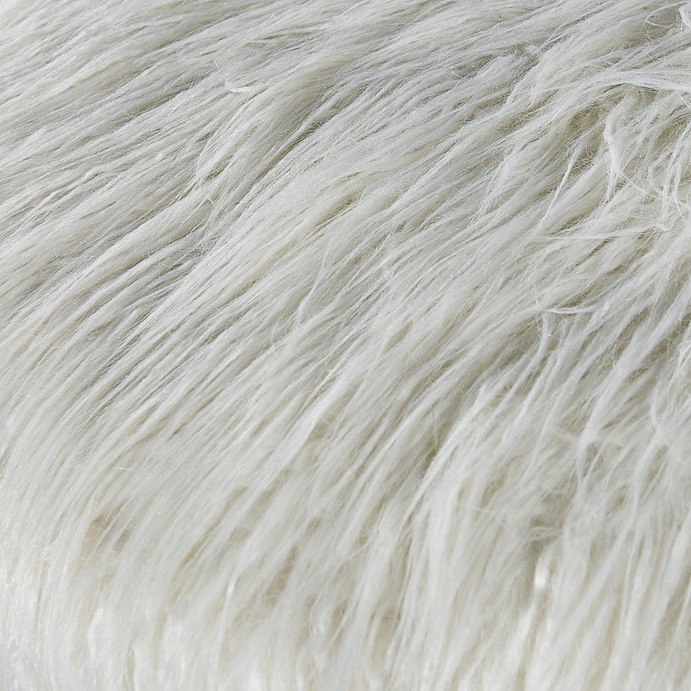 Tillie White Faux Fur Stool
