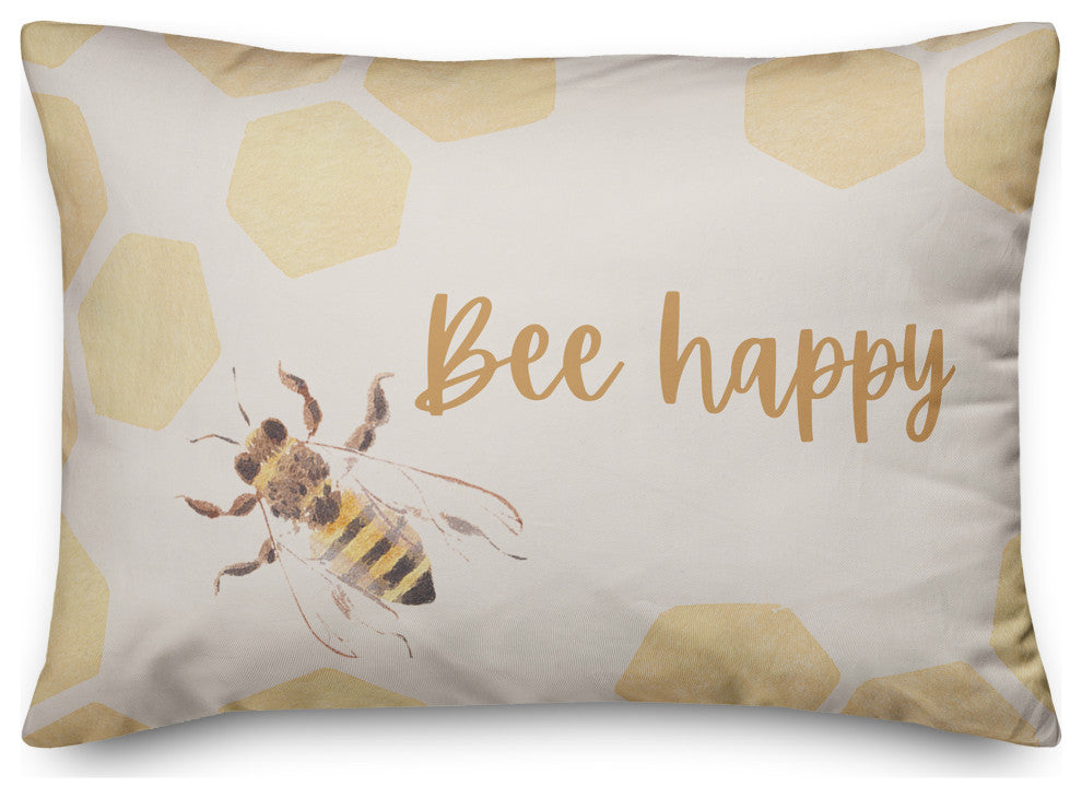 Bee Happy Watercolor Hive 5 14x20 Spun Poly Pillow