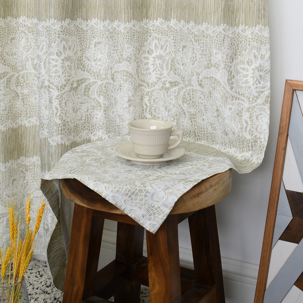 Printed Microfiber 2 Piece Curtain Set, Taupe, 60" X 96"