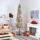 9' Flocked Grand Alpine Faux Xmas Tree W/Lights & Natural Trunk