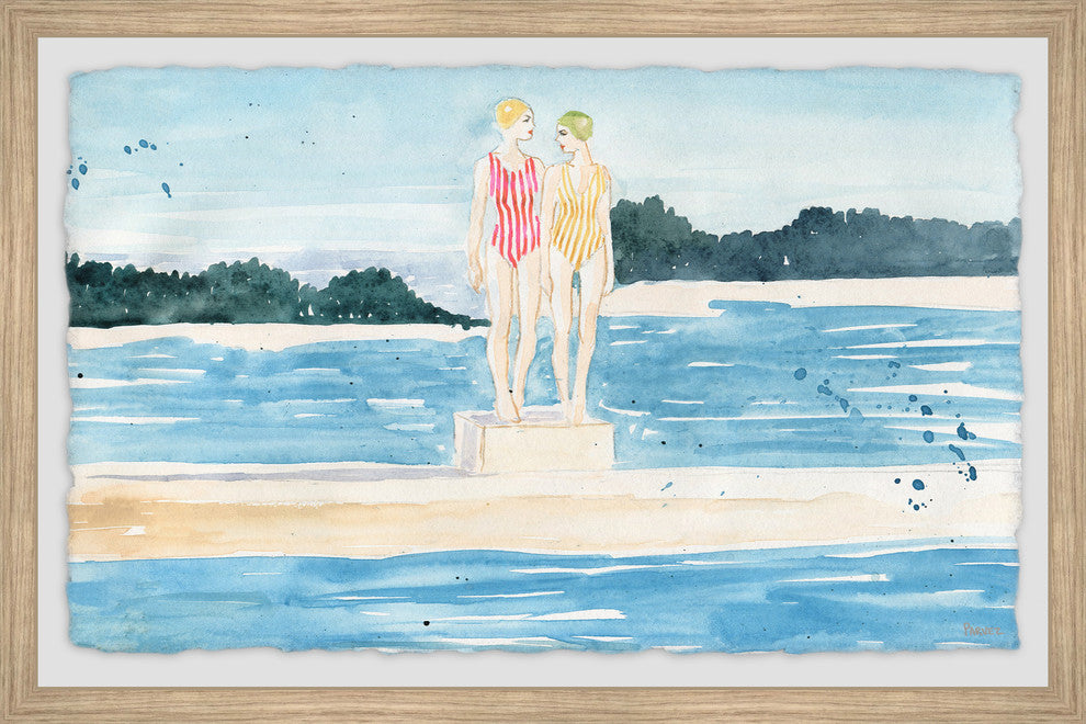 "Stripes Dive" Framed Painting Print, 30"x20"