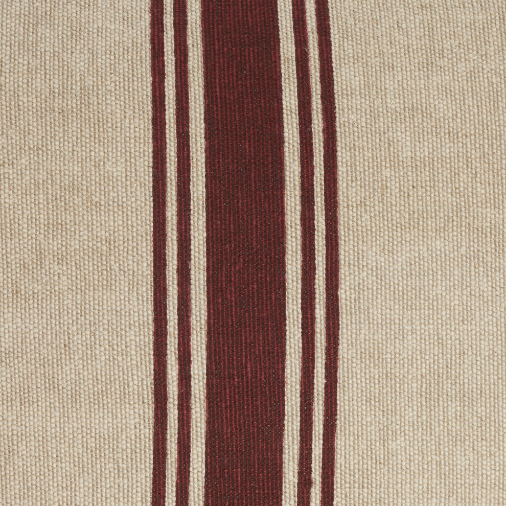 Nourison Home 20"x20" Mina Victory Linen Stripe Maroon Natural Throw Pillows