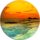 Yellow Sunset Over Sea, Seascape Photo Round Wall Art, 38"