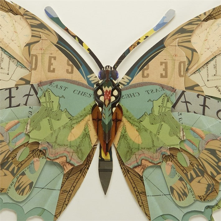 Two's Company Papillon Set of 4 Butterfly Paper Collage Wall Art