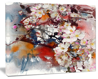 Blossoming Apple Tree Background, Floral Art Canvas Print, 20"x12"