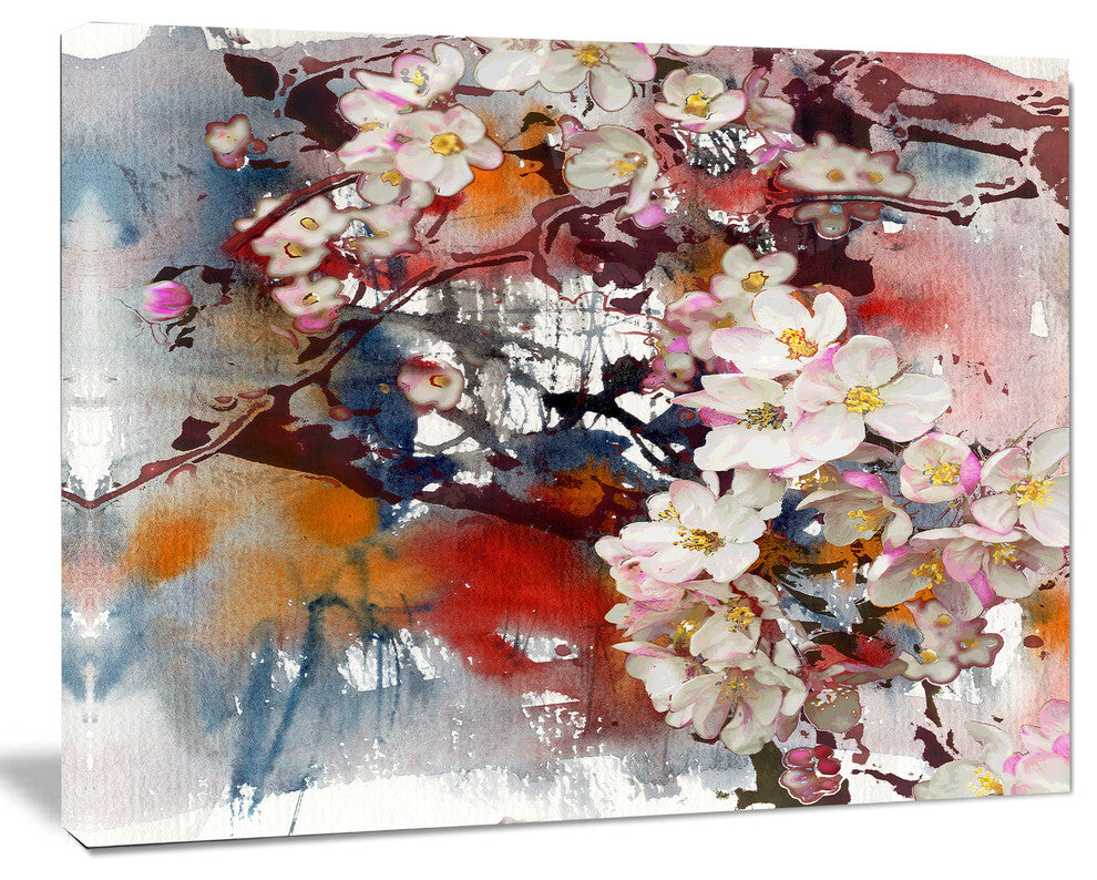 Blossoming Apple Tree Background, Floral Art Canvas Print, 20"x12"