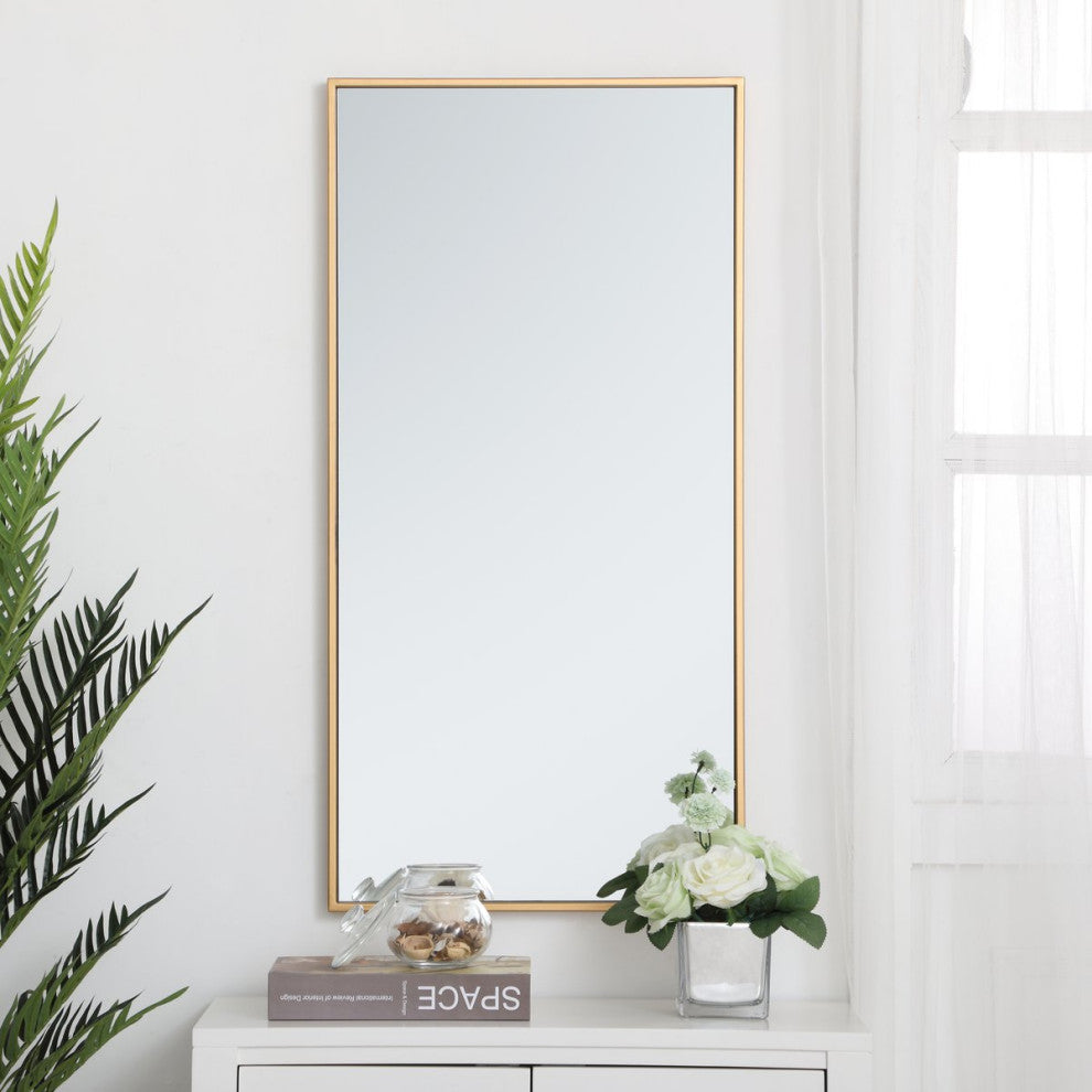 Elegant Monet Metal Frame Rectangle Mirror 18" MR41836BR - Brass