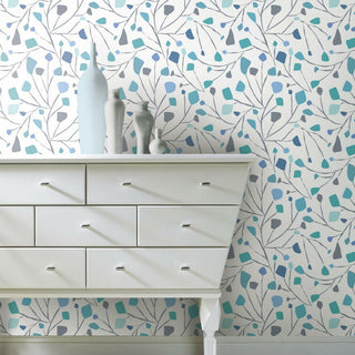 Blue & White Terrazzo Branch Peel & Stick Wallpaper