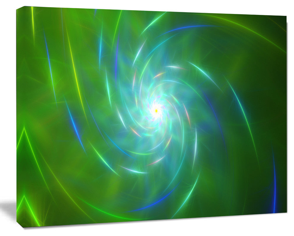 Green Fractal Whirlpool Design, Abstract Wall Art Canvas, 20x12