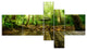 Wooden Platform in Green Forest, Landscape Photo Canvas Print, 60"x32", 5 panels