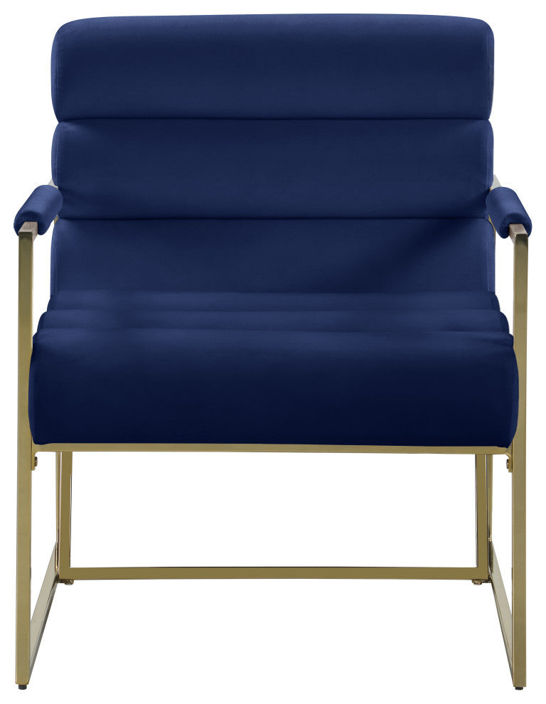 Wayne Velvet Upholstered Accent Chair, Navy