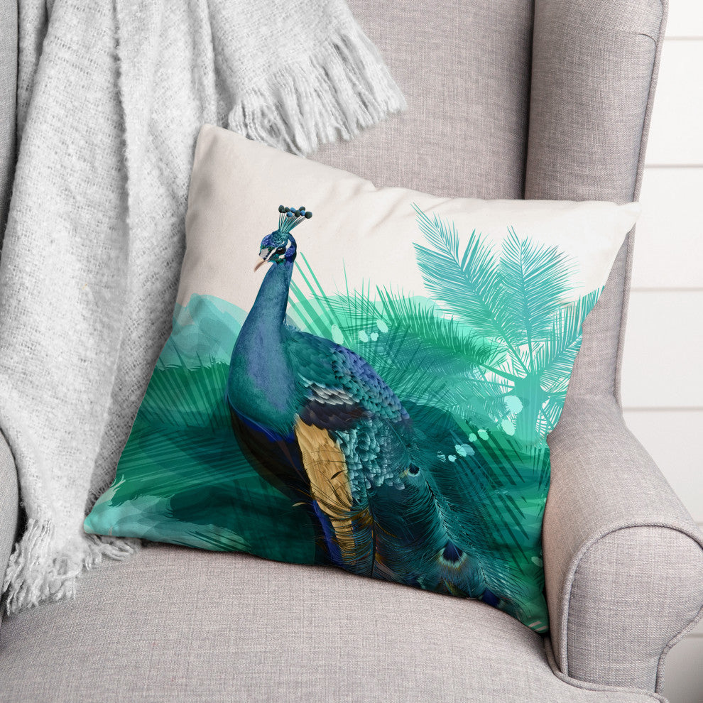 Colorful Peacock Tropical 3 20x20 Spun Poly Pillow