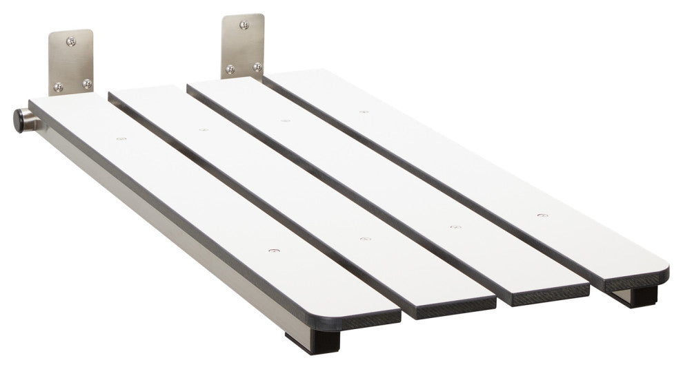 Hermosa 32"x13.5" Back Wall-Mount Folding Tub Seat With 3" Slats, White