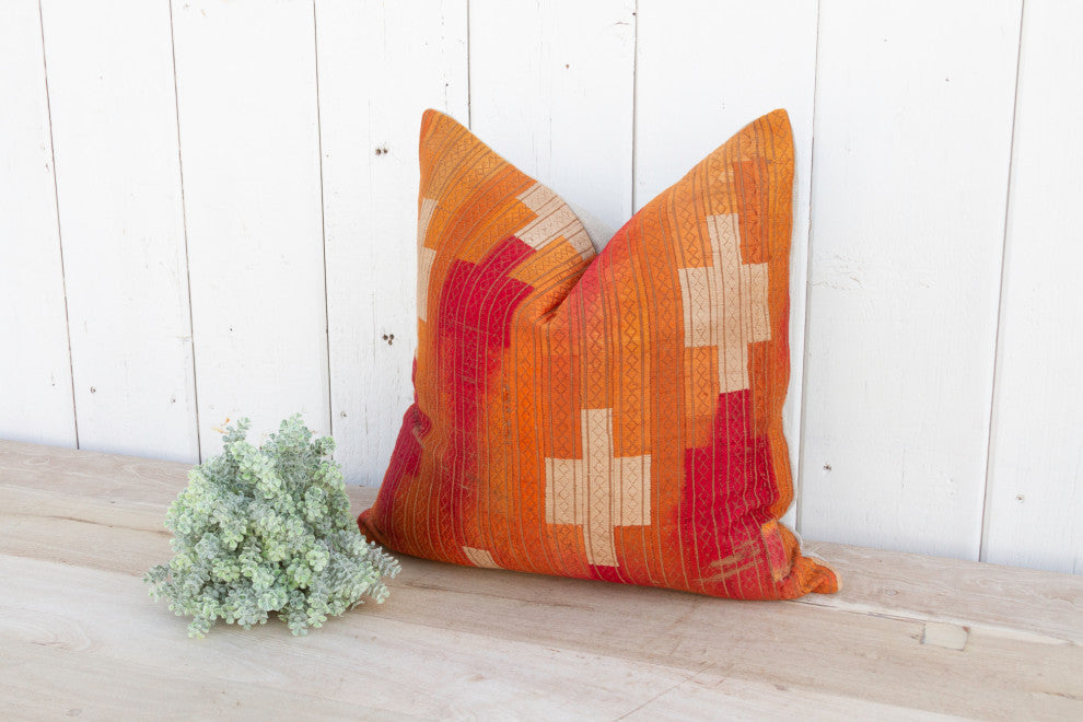 Terracota Gold Silk Phulkari Pillow