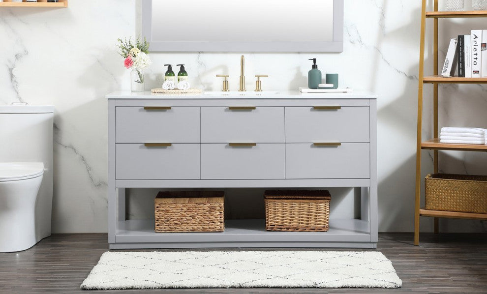 Louie 60" Single Bathroom Vanity, Gray