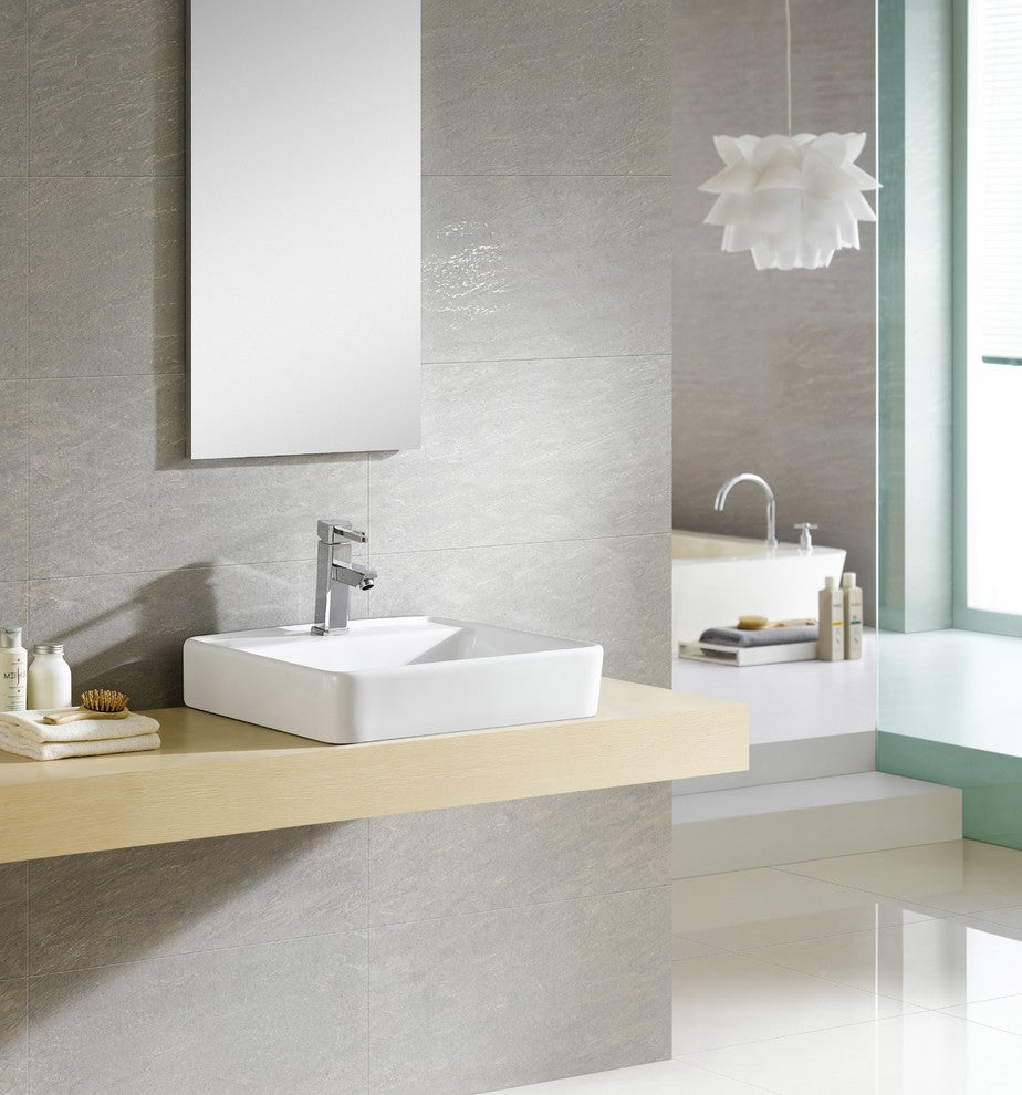 Fine Fixtures White Vitreous China Large Square Vessel Sink