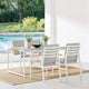 Crown White Aluminum And Teak Outdoor Dining Table With Stone Top