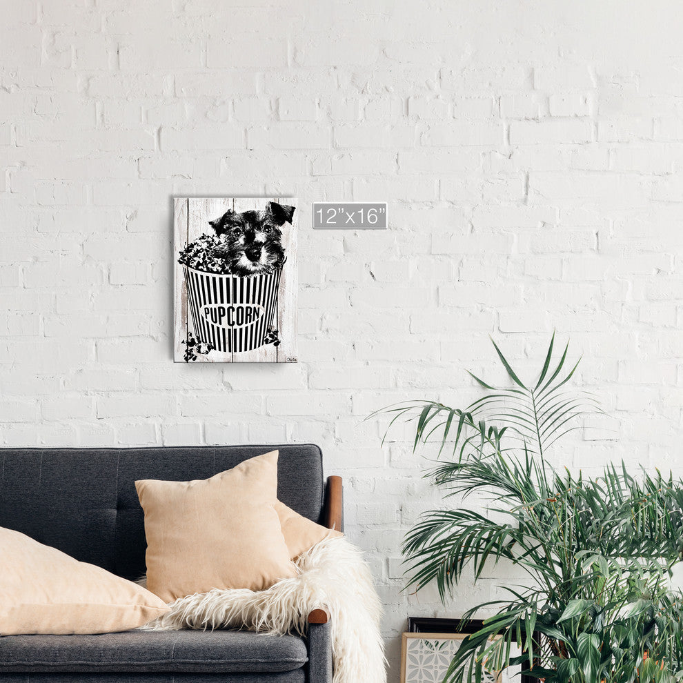 Ready2HangArt 'Pupcorn' Wrapped Canvas Dog Wall Art, 16"x12"