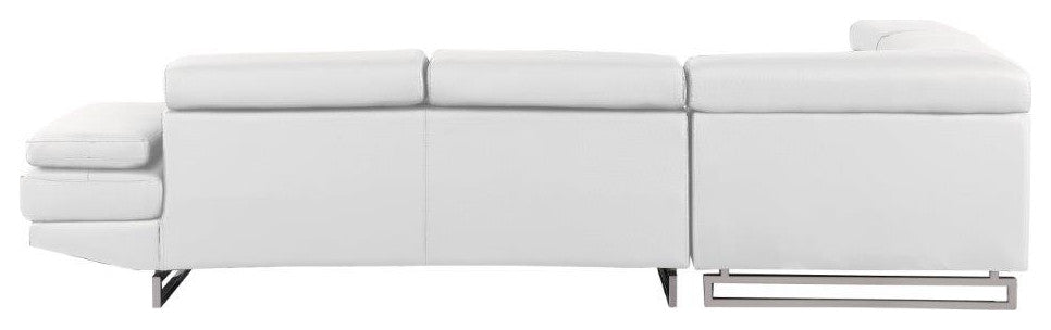 Brooklyn White Leather Air Sectional Left Arm Facing