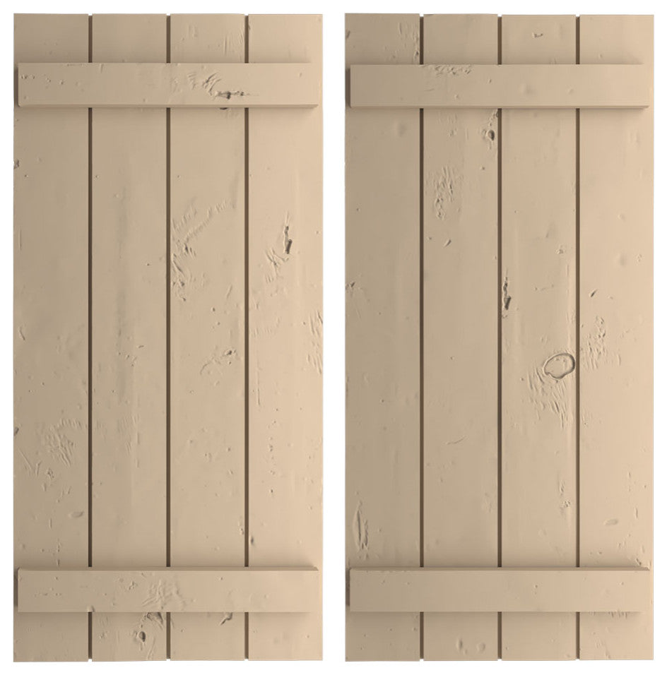 Rustic 4 Board Joined B-N-B Faux Wood Shutters, Knotty Pine, 22x28"