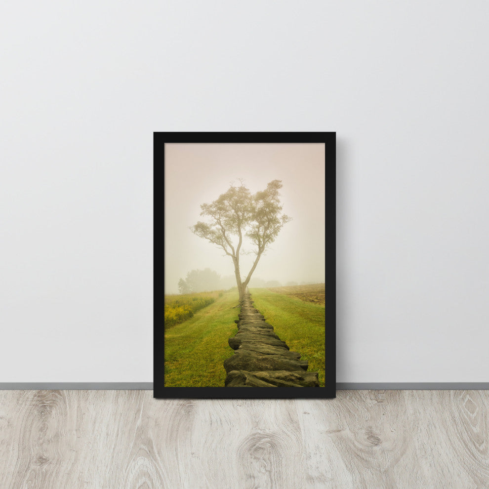 Calming Morning Rural Landscape Framed Photo Paper Wall Art Prints, Black, 12" X 18"