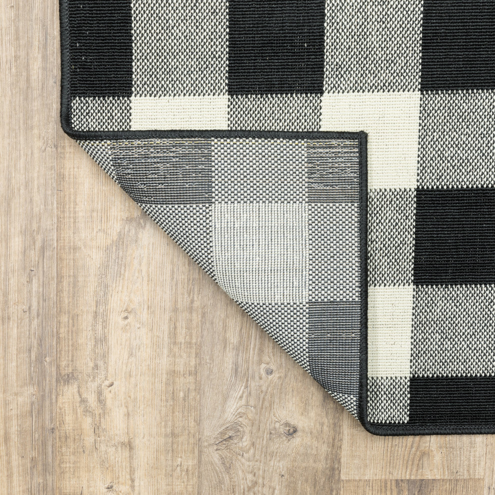 Oriental Weavers Marina Black/ Ivory Geometric Indoor/Outdoor Rug 7'10"X10'10"