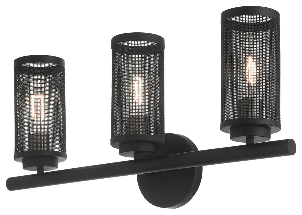 Livex Lighting Industro 3 Light Black With Brushed Nickel Accents Vanity Sconce