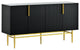 TATEUS 60" Modern Elegant 4-door Sideboard,Gold Metal Handle Storage Cabinet, Black