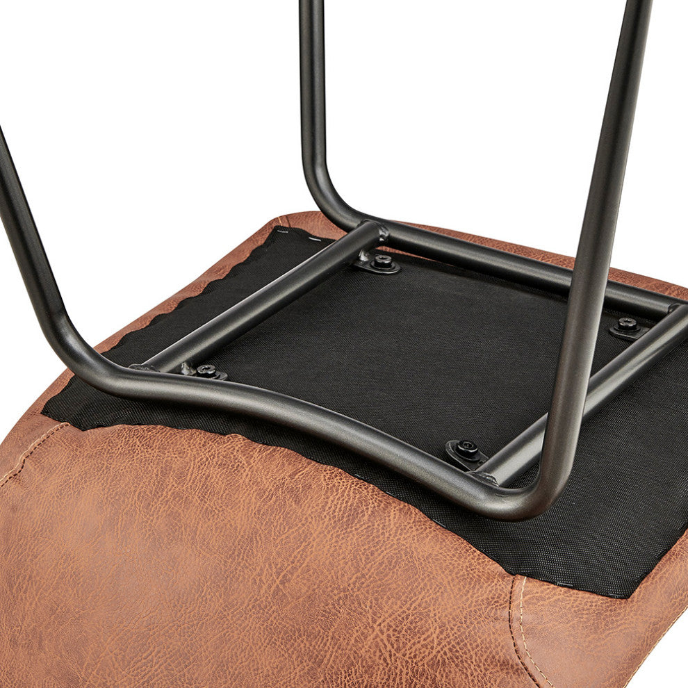 Robert PU Counter Stool,, Set of 4, Umber Brown, Dining Side Chair, Faux Leather