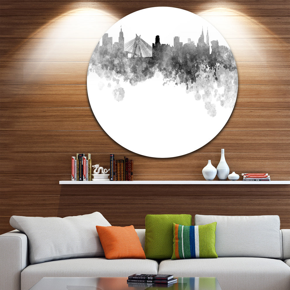 Sao Paulo Skyline, Cityscape Large Disc Metal Wall Art, 36"
