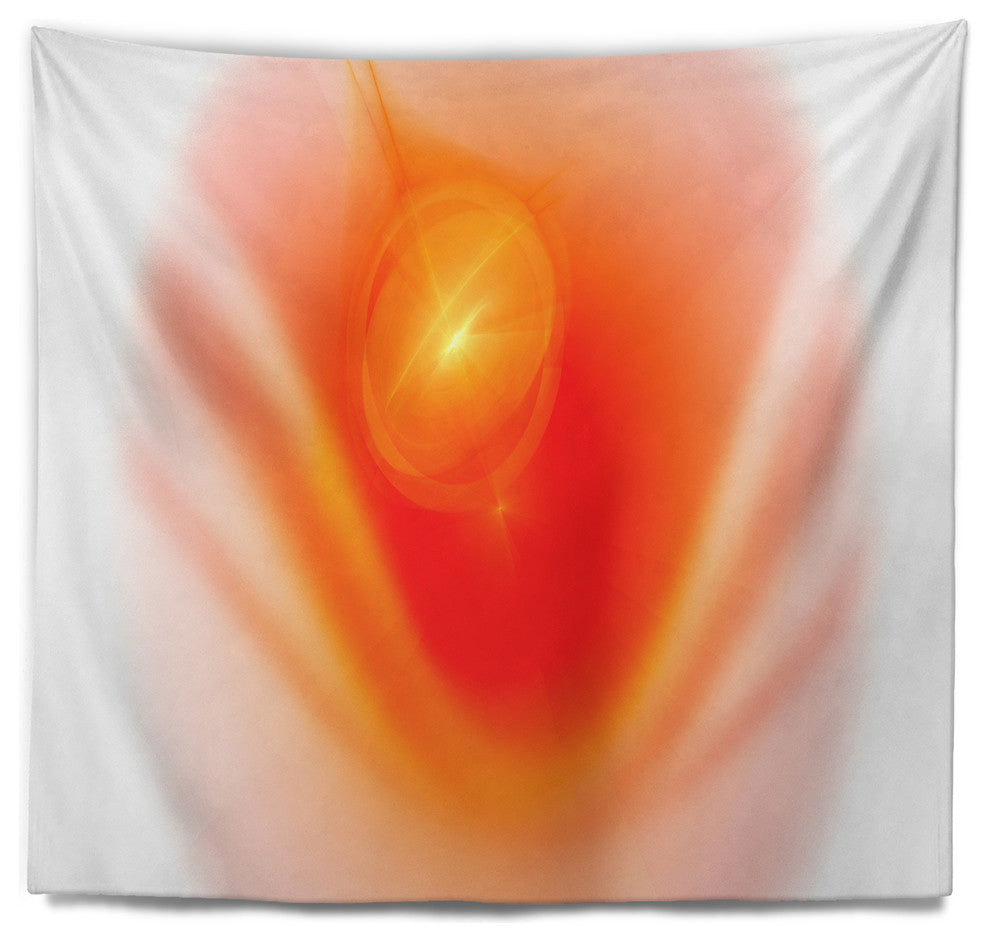 Red Luminous Misty Sphere Abstract Wall Tapestry, 60"x50"