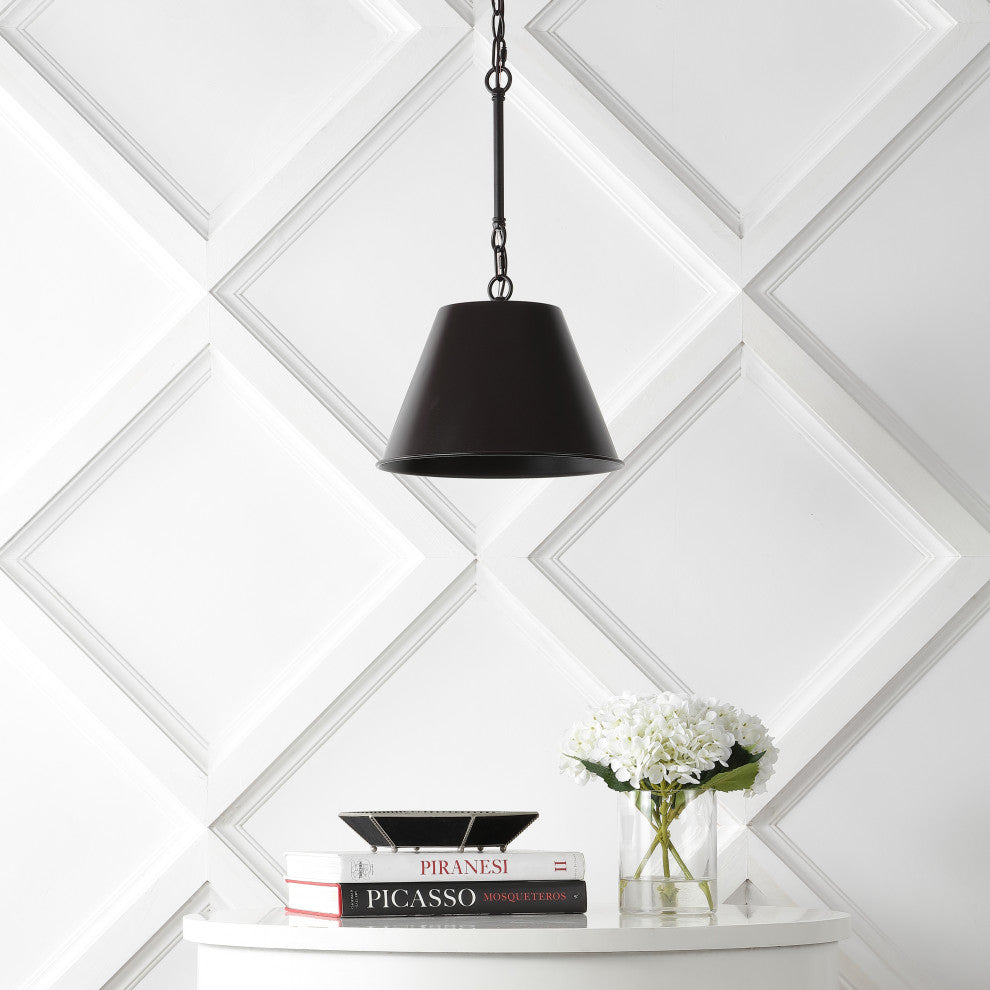 Harper Industrial Farmhouse Iron LED Pendant, Oil Rubbed Bronze, 12"
