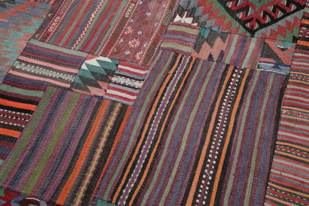 Rug N Carpet - Handmade Turkish 6' 8'' x 9' 11'' Vintage Patchwork Kilim Rug