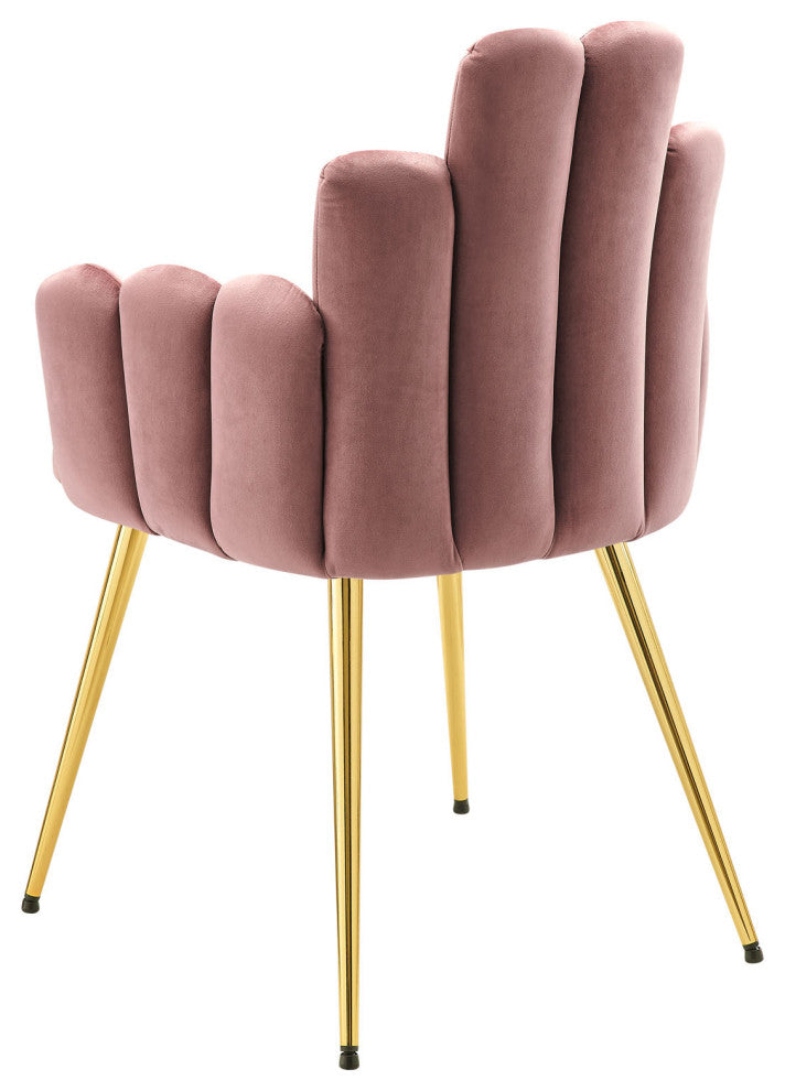 Dining Chair, Set of 2, Pink Gold, Velvet, Modern Cafe Bistro Hospitality