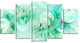 Green Circles Fractal Texture, Contemporary Canvas Art Print, 60"x32", 5 Panels