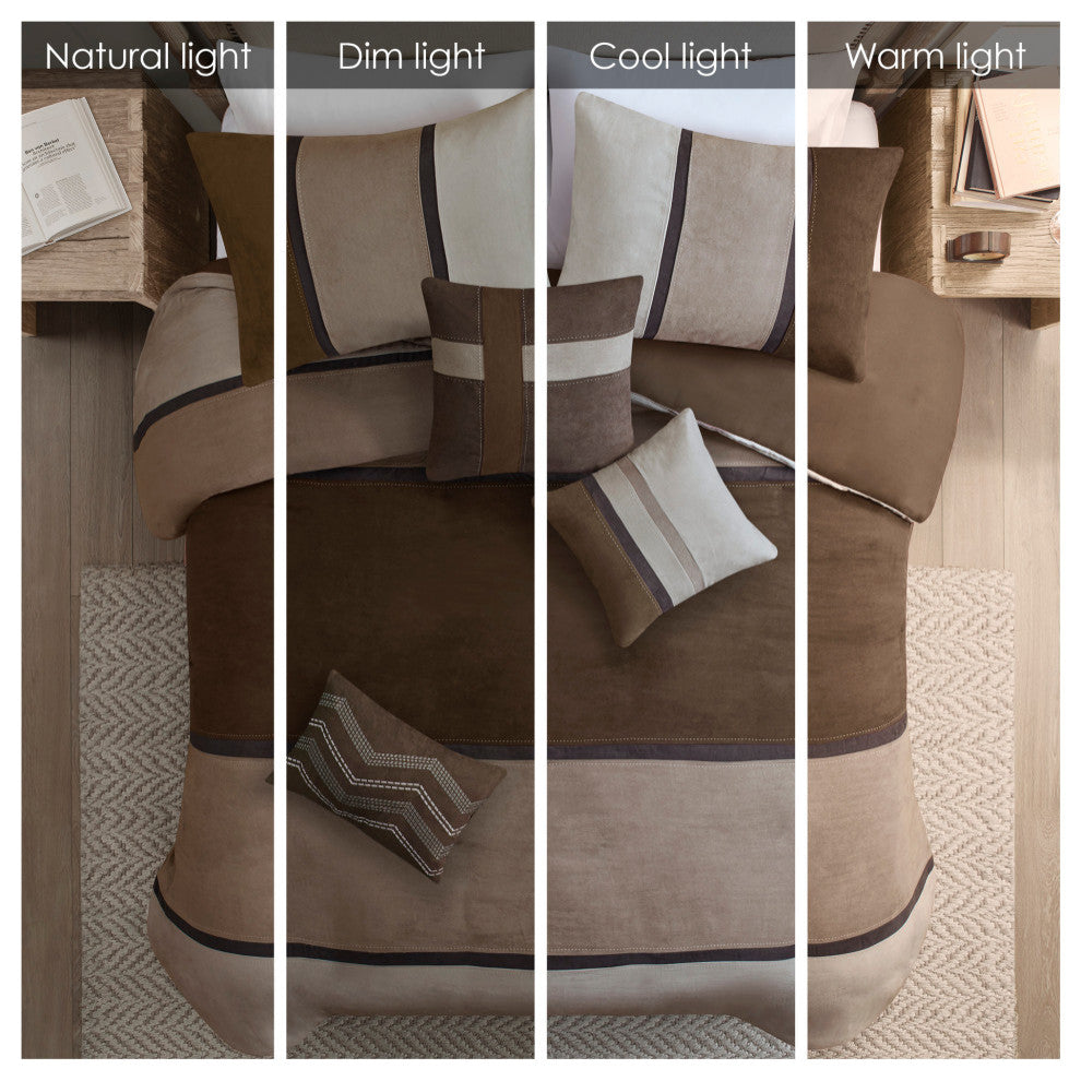Madison Park Palisades Palizzate Suede 7-Piece Comforter Set, Brown, Cal King