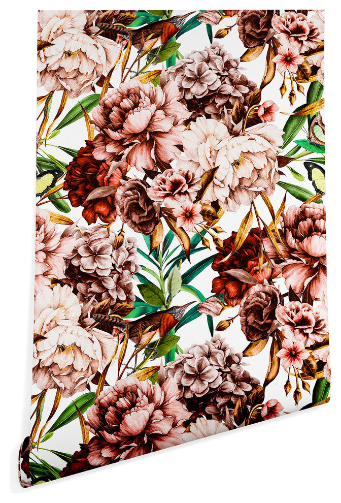 Deny Designs Marta Barragan Camarasa Vintage Flowers Wallpaper, Pink, 2'x10'