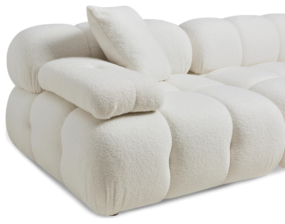 Calliope Cream Vegan Shearling Modular Sofa Cream